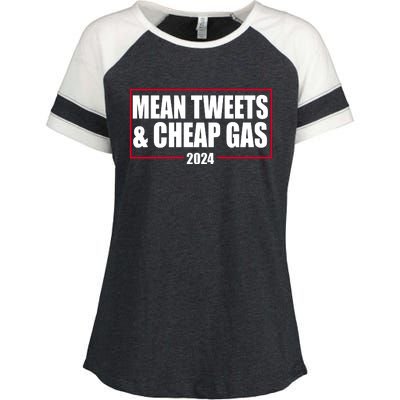 Mean Tweets And Cheap Gas 2024 Pro Trump Enza Ladies Jersey Colorblock Tee