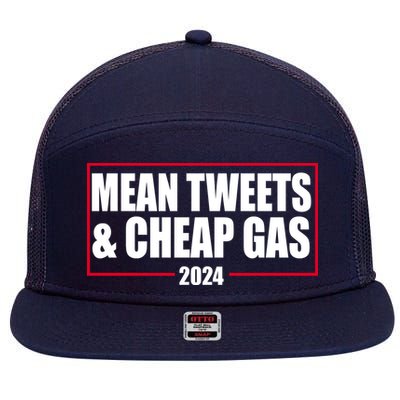 Mean Tweets And Cheap Gas 2024 Pro Trump 7 Panel Mesh Trucker Snapback Hat