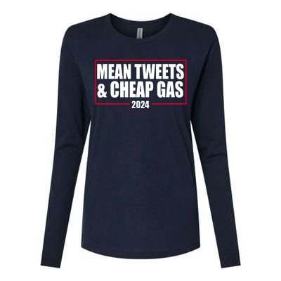 Mean Tweets And Cheap Gas 2024 Pro Trump Womens Cotton Relaxed Long Sleeve T-Shirt