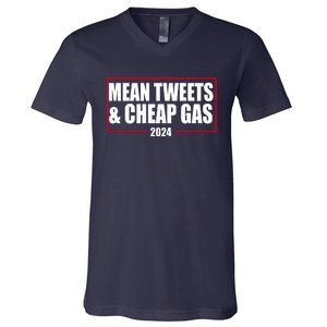 Mean Tweets And Cheap Gas 2024 Pro Trump V-Neck T-Shirt