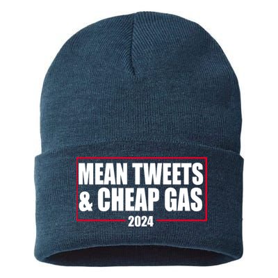 Mean Tweets And Cheap Gas 2024 Pro Trump Sustainable Knit Beanie