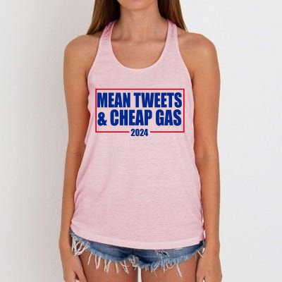 Mean Tweets And Cheap Gas 2024 Pro Trump Women's Knotted Racerback Tank