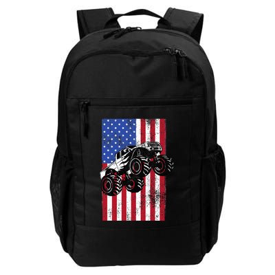 Monster Truck American Flag Racing Usa Patriotic America Backpack