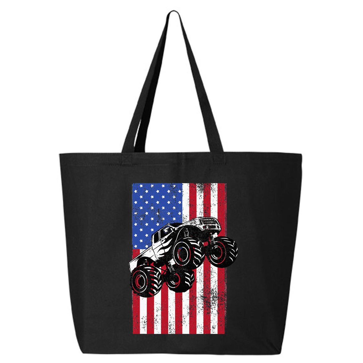 Monster Truck American Flag Racing Usa Patriotic America 25L Jumbo Tote
