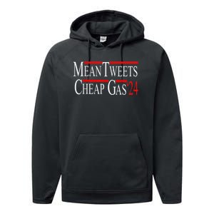 Mean Tweets And Cheap Gas 2024 Shirts Patriotic Pro Trump Performance Fleece Hoodie