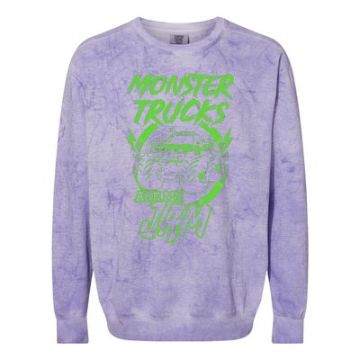 Monster Trucks Are My Jam Rally Colorblast Crewneck Sweatshirt