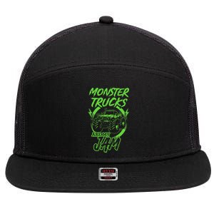 Monster Trucks Are My Jam Rally 7 Panel Mesh Trucker Snapback Hat