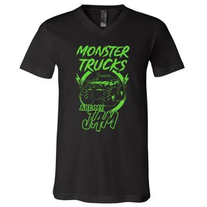 Monster Trucks Are My Jam Rally V-Neck T-Shirt