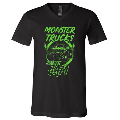 Monster Trucks Are My Jam Rally V-Neck T-Shirt