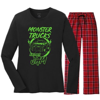 Monster Trucks Are My Jam Rally Women's Long Sleeve Flannel Pajama Set 