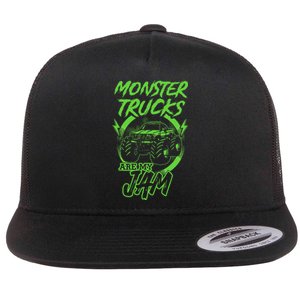 Monster Trucks Are My Jam Rally Flat Bill Trucker Hat