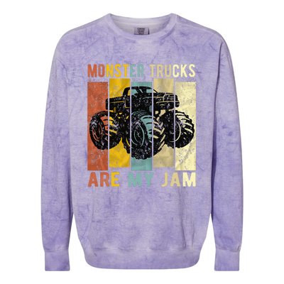 Monster Trucks Are My Jam Vintage Retro Monster Truck Colorblast Crewneck Sweatshirt