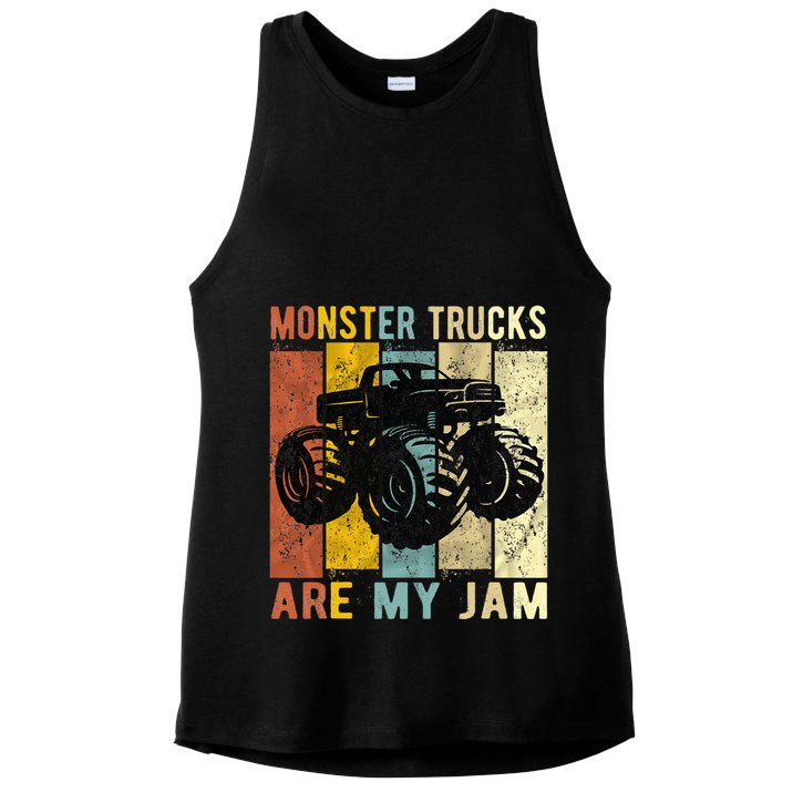 Monster Trucks Are My Jam Vintage Retro Monster Truck Ladies PosiCharge Tri-Blend Wicking Tank