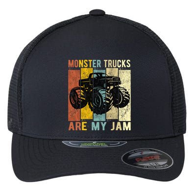 Monster Trucks Are My Jam Vintage Retro Monster Truck Flexfit Unipanel Trucker Cap