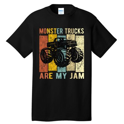 Monster Trucks Are My Jam Vintage Retro Monster Truck Tall T-Shirt