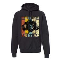 Monster Trucks Are My Jam Vintage Retro Monster Truck Premium Hoodie