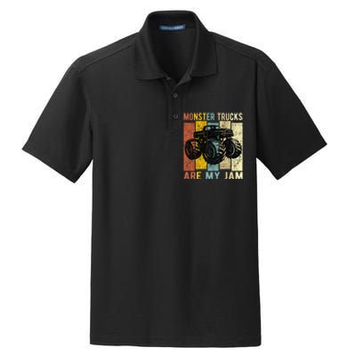 Monster Trucks Are My Jam Vintage Retro Monster Truck Dry Zone Grid Polo