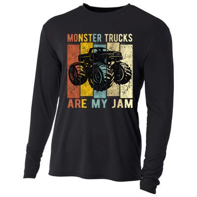 Monster Trucks Are My Jam Vintage Retro Monster Truck Cooling Performance Long Sleeve Crew