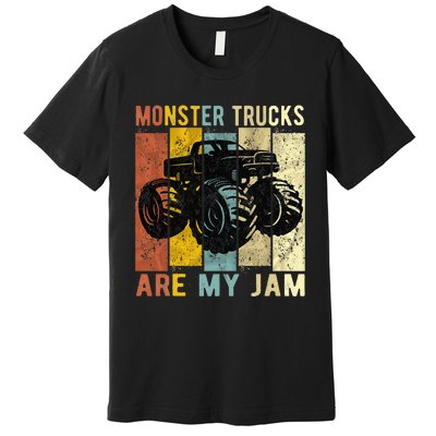 Monster Trucks Are My Jam Vintage Retro Monster Truck Premium T-Shirt