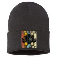 Monster Trucks Are My Jam Vintage Retro Monster Truck Sustainable Knit Beanie