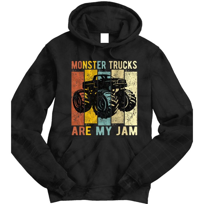 Monster Trucks Are My Jam Vintage Retro Monster Truck Tie Dye Hoodie