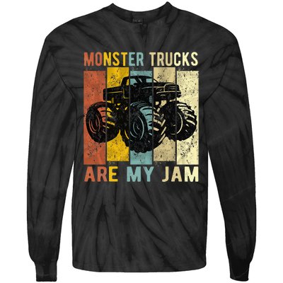 Monster Trucks Are My Jam Vintage Retro Monster Truck Tie-Dye Long Sleeve Shirt