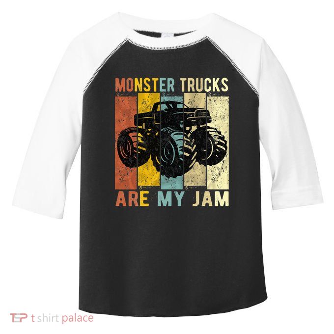 Monster Trucks Are My Jam Vintage Retro Monster Truck Toddler Fine Jersey T-Shirt