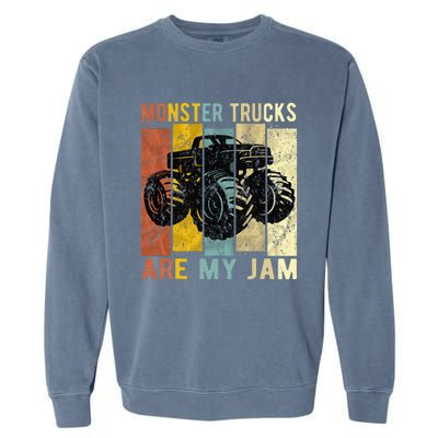 Monster Trucks Are My Jam Vintage Retro Monster Truck Garment-Dyed Sweatshirt