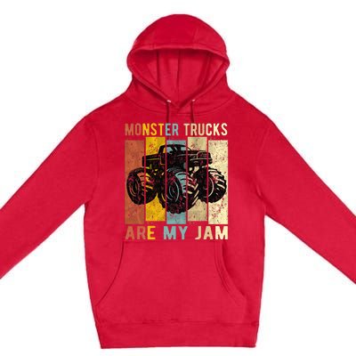 Monster Trucks Are My Jam Vintage Retro Monster Truck Premium Pullover Hoodie