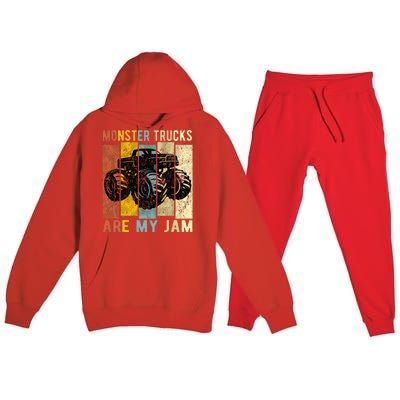 Monster Trucks Are My Jam Vintage Retro Monster Truck Premium Hooded Sweatsuit Set