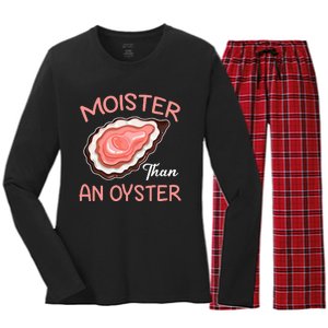 Moister Than An Oyster Funny Shucking Women's Long Sleeve Flannel Pajama Set 