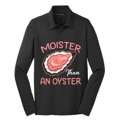 Moister Than An Oyster Funny Shucking Silk Touch Performance Long Sleeve Polo