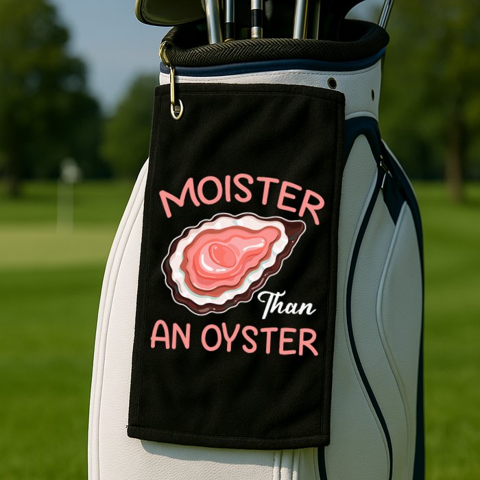 Moister Than An Oyster Funny Shucking Golf Towel