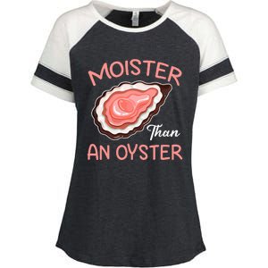 Moister Than An Oyster Funny Shucking Enza Ladies Jersey Colorblock Tee