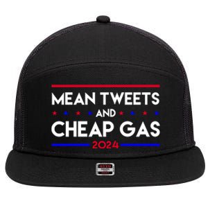 Mean Tweets And Cheap Gas 2024 Funny Political 7 Panel Mesh Trucker Snapback Hat