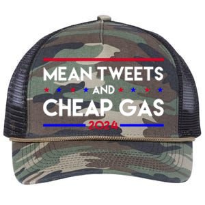 Mean Tweets And Cheap Gas 2024 Funny Political Retro Rope Trucker Hat Cap