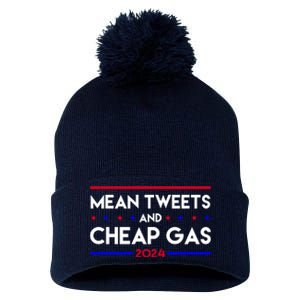 Mean Tweets And Cheap Gas 2024 Funny Political Pom Pom 12in Knit Beanie