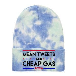 Mean Tweets And Cheap Gas 2024 Funny Political Tie Dye 12in Knit Beanie