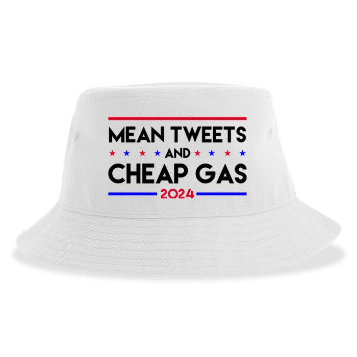 Mean Tweets And Cheap Gas 2024 Funny Political Sustainable Bucket Hat