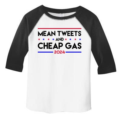 Mean Tweets And Cheap Gas 2024 Funny Political Toddler Fine Jersey T-Shirt