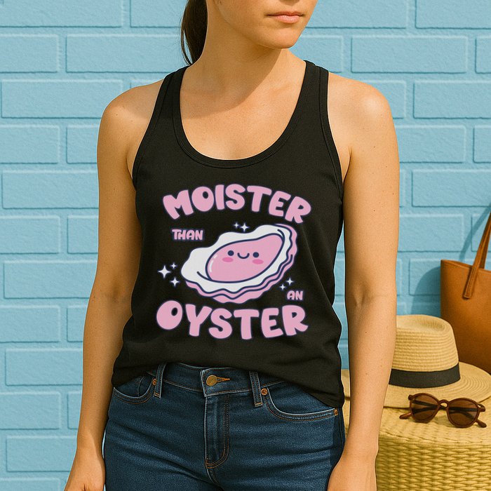 Moister Than An Oyster Inappropriate Shellfish Funny Raunchy Womens Tank Top