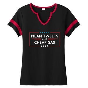 Mean Tweets And Cheap Gas 2024 Funny Pro Trump Cute Gift Ladies Halftime Notch Neck Tee