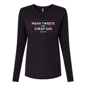 Mean Tweets And Cheap Gas 2024 Funny Pro Trump Cute Gift Womens Cotton Relaxed Long Sleeve T-Shirt