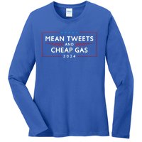 Mean Tweets And Cheap Gas 2024 Funny Pro Trump Cute Gift Ladies Long Sleeve Shirt