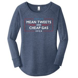 Mean Tweets And Cheap Gas 2024 Funny Pro Trump Cute Gift Women's Perfect Tri Tunic Long Sleeve Shirt