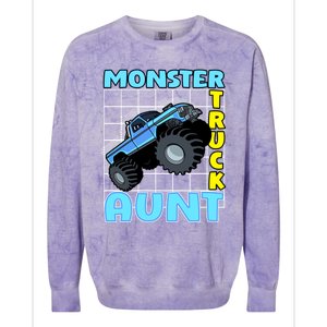 Monster Truck Aunt Monster Truck Family Fans Gift Colorblast Crewneck Sweatshirt