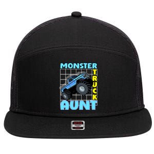 Monster Truck Aunt Monster Truck Family Fans Gift 7 Panel Mesh Trucker Snapback Hat