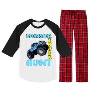 Monster Truck Aunt Monster Truck Family Fans Gift Raglan Sleeve Pajama Set