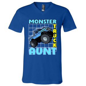 Monster Truck Aunt Monster Truck Family Fans Gift V-Neck T-Shirt