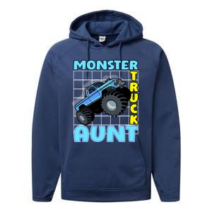 Monster Truck Aunt Monster Truck Family Fans Gift Performance Fleece Hoodie